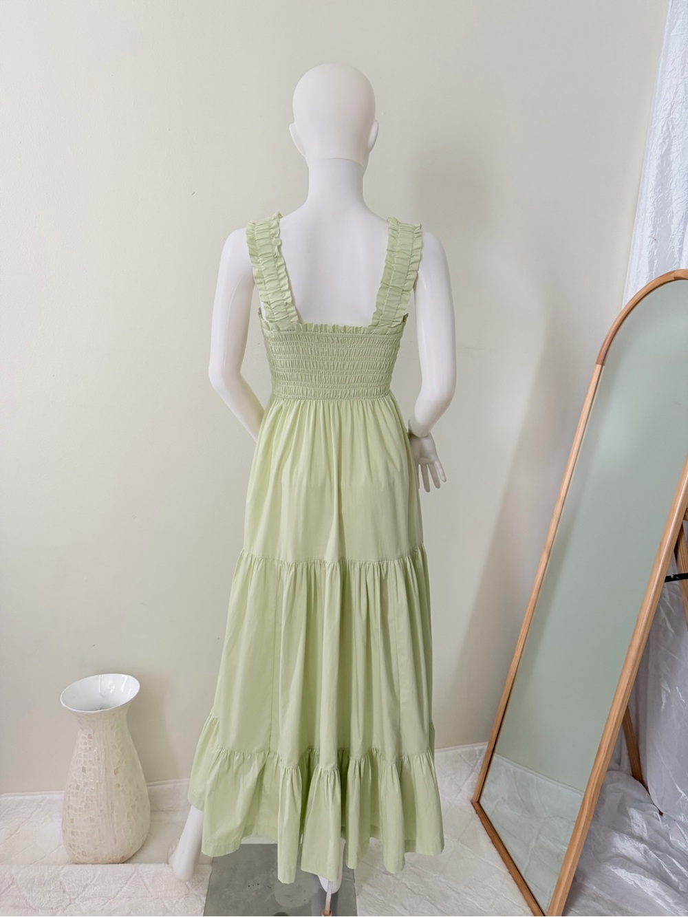 Abercrombie & Fitch Light Green Smocked Tiered Maxi Dress - Picture 8 of 11